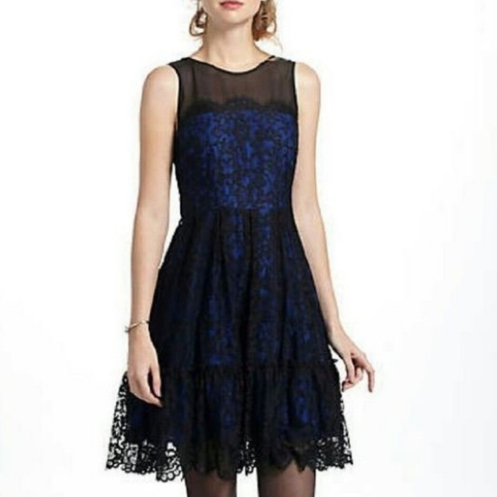 Anthropologie Moulinette Soeurs Size 10 Dress Blue/Black